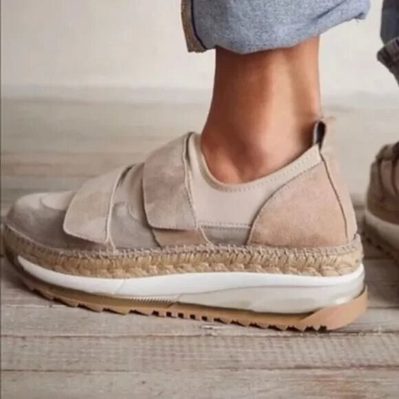 FREE PEOPLE Chapmin Double Take Sneakers EU 38 Ivory Combo - Picture 2 of 7